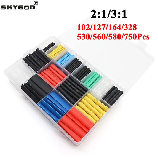 102-750pcs Heat-shrink Tubing Thermoresistant Tube Heat Shrink Wrapping Kit Electrical Connection Wire Cable Insulation Sleeving